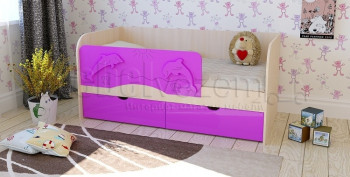Друзья Кровать детская 2 ящика 1.6 Фиолетовый глянец в Ужанихе - uzhaniha.mebel54.com | фото