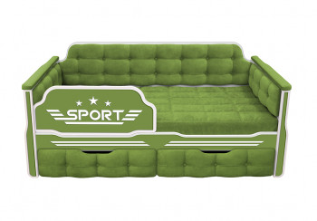Кровать 170 серии Спорт 2 ящика 76 Зелёный (мягкие боковые накладки) в Ужанихе - uzhaniha.mebel54.com | фото