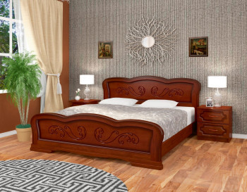 Кровать Карина-8 из массива сосны 1600*2000 Орех в Ужанихе - uzhaniha.mebel54.com | фото
