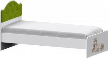 Кровать Каспер с мягкой спинкой и фотопечатью (900х1900)Белый/Лайм в Ужанихе - uzhaniha.mebel54.com | фото