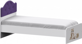 Кровать Каспер с мягкой спинкой и фотопечатью (900х2000)Белый/Фиолетовый в Ужанихе - uzhaniha.mebel54.com | фото