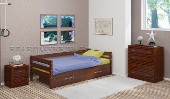 Кровать одинарная ГЛОРИЯ из массива сосны  900*2000 (Орех) в Ужанихе - uzhaniha.mebel54.com | фото