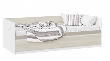 Кровать «Сканди» с 2 ящиками Дуб Гарден/Белый/Глиняный серый в Ужанихе - uzhaniha.mebel54.com | фото