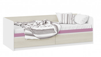 Кровать «Сканди» с 2 ящиками Дуб Гарден/Белый/Лиловый в Ужанихе - uzhaniha.mebel54.com | фото