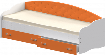 Кровать Софа-7 с мягкой спинкой (800х1900) Белый/Оранжевый в Ужанихе - uzhaniha.mebel54.com | фото