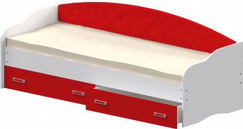 Кровать Софа-7 с мягкой спинкой (800х2000) Белый/Красный в Ужанихе - uzhaniha.mebel54.com | фото