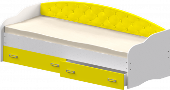 Кровать Софа-8 с мягкой спинкой (900х1900) Белый/Желтый в Ужанихе - uzhaniha.mebel54.com | фото