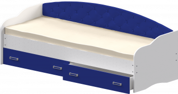Кровать Софа-8 с мягкой спинкой (900х1900) Белый/Синий в Ужанихе - uzhaniha.mebel54.com | фото