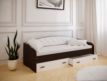 Кровать Софа-8 с мягкой спинкой (900х1900) Венге/ Белый в Ужанихе - uzhaniha.mebel54.com | фото
