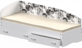 Кровать Софа-9 с мягкой спинкой с рисунком Милана (900х1900) Белый в Ужанихе - uzhaniha.mebel54.com | фото