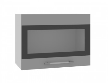 Норд ШВГС 600 Шкаф верхний горизонтальный со стеклом (Софт черный/корпус Белый) в Ужанихе - uzhaniha.mebel54.com | фото
