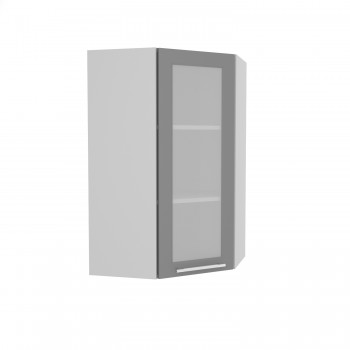 Норд ШВУС 600Н Шкаф верхний угловой (премьер) высокий (Софт черный/корпус Белый) в Ужанихе - uzhaniha.mebel54.com | фото