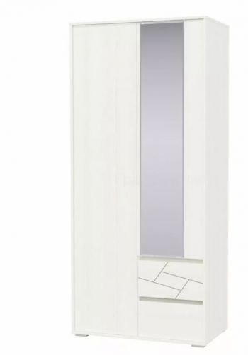 Шкаф 2-х дверный с ящиками Аделина 1000 Рамух белый в Ужанихе - uzhaniha.mebel54.com | фото