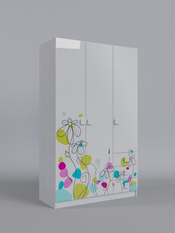 Шкаф 3-х створчатый с ящиками Флёр (Белый/корпус Выбеленное дерево) в Ужанихе - uzhaniha.mebel54.com | фото