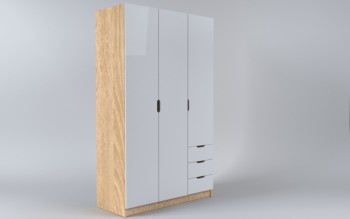 Шкаф 3-х створчатый с ящиками Лофт (Белый/корпус Дуб Сонома) в Ужанихе - uzhaniha.mebel54.com | фото