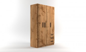 Шкаф 3-х створчатый с ящиками Шервуд (Дуб Вотан) в Ужанихе - uzhaniha.mebel54.com | фото