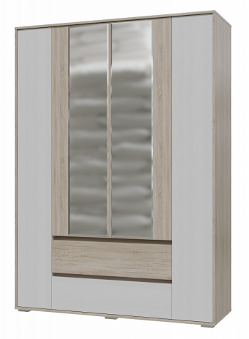 Шкаф 4-х дверный с ящиками Мальта 1600 Дуб сонома/Рамух белый в Ужанихе - uzhaniha.mebel54.com | фото