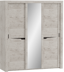 Шкаф трехдверный Соренто с раздвижными дверями Дуб бонифаций/Кофе структурный матовый в Ужанихе - uzhaniha.mebel54.com | фото