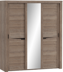 Шкаф трехдверный Соренто с раздвижными дверями Дуб стирлинг/Кофе структурный матовый в Ужанихе - uzhaniha.mebel54.com | фото