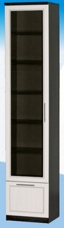 Шкаф высокий с ящиком и стеклодверью ДЛЯ ГОСТИНОЙ ШВЯС-450 Венге/Дуб выбеленный в Ужанихе - uzhaniha.mebel54.com | фото