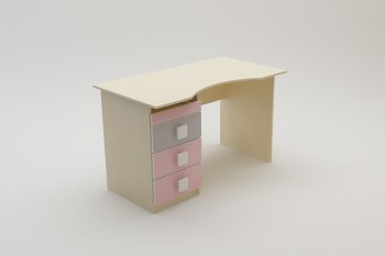 Стол (столешница с выемкой) Грэйси (Розовый/Серый/корпус Клен) в Ужанихе - uzhaniha.mebel54.com | фото